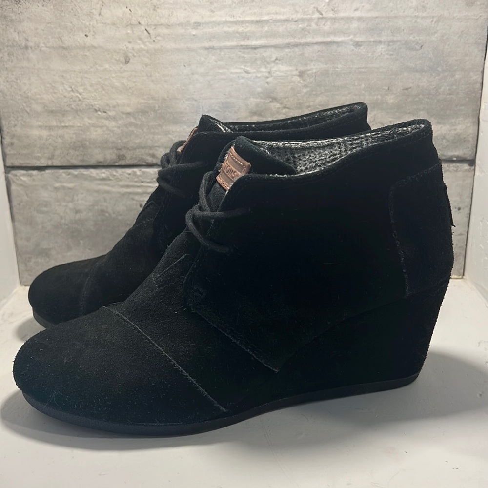 Women’s Shoes | Toms Suede Black Wedge Booties - Size 7.5